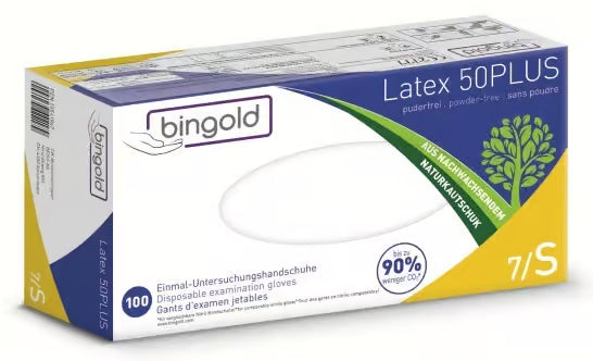 BINGOLD Latex 50PLUS Einweghandschuhe, natur