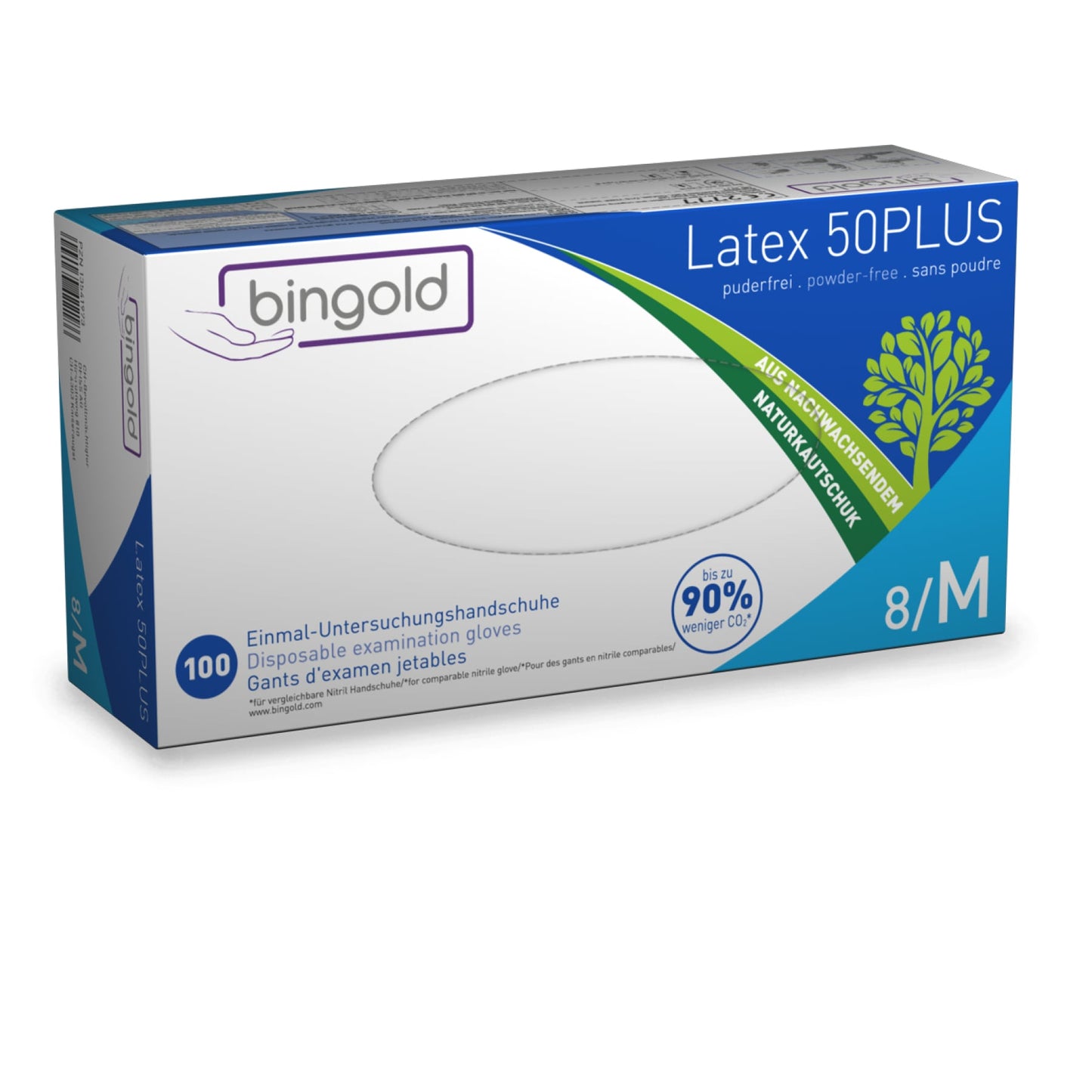 BINGOLD Latex 50PLUS Einweghandschuhe, natur